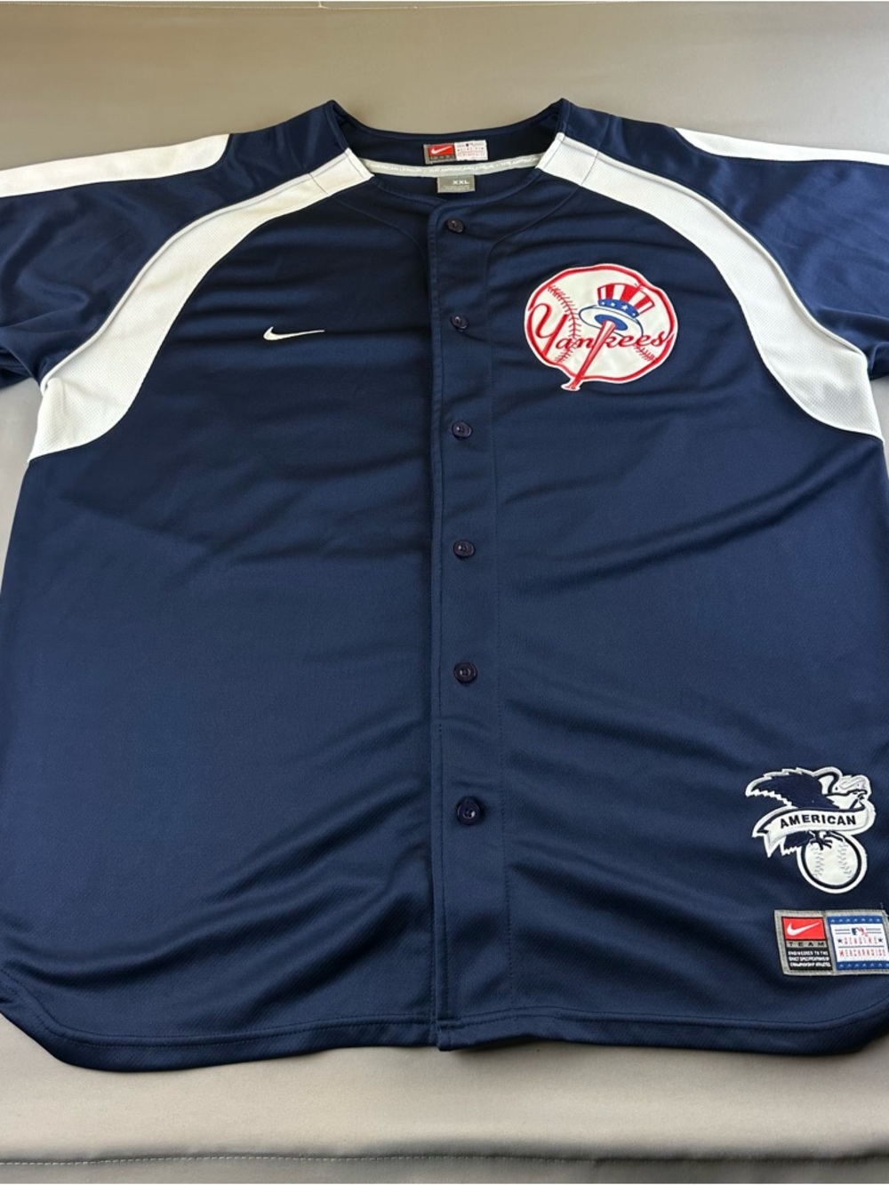 Nike Navy and White 'American' Eagle Baseball Jersey Patch
